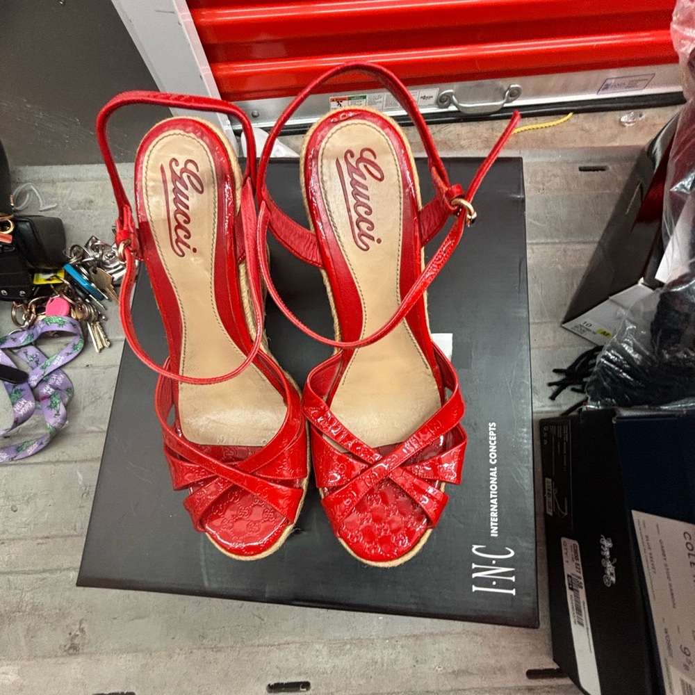 Gucci Red Women's Strappy Wedges